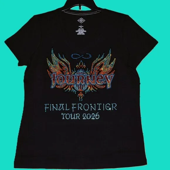 Journey rhinestone VN black short sleeved shirt XS S M L XL XXL 1X 2X 3X 4X 5X - Picture 3 of 6